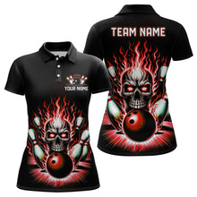 Load image into Gallery viewer, Personalized Skull Bowling Shirt For Women Custom Team'S Name Flame Bowler Jerseys | Red IPHW6011
