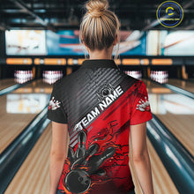 Load image into Gallery viewer, Custom Red Strike Flame Bowling Polo Shirts For Women, Bowling Team Shirt Bowlers Outift IPHW9615
