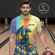Load image into Gallery viewer, Custom Colorful Rainbow Colors Dragon Bowling Team Shirts, Dragon Bowling League Shirt IPHW10234