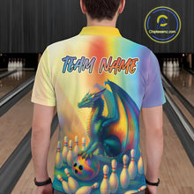 Load image into Gallery viewer, Custom Colorful Rainbow Colors Dragon Bowling Team Shirts, Dragon Bowling League Shirt IPHW10234