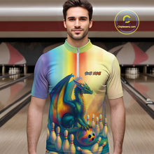 Load image into Gallery viewer, Custom Colorful Rainbow Colors Dragon Bowling Team Shirts, Dragon Bowling League Shirt IPHW10234