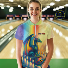 Load image into Gallery viewer, Custom Colorful Rainbow Colors Dragon Bowling Shirts, Dragon Bowling League Shirt IPHW10234