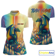 Load image into Gallery viewer, Custom Colorful Rainbow Colors Dragon Bowling Shirts, Dragon Bowling League Shirt IPHW10234