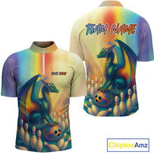 Load image into Gallery viewer, Custom Colorful Rainbow Colors Dragon Bowling Team Shirts, Dragon Bowling League Shirt IPHW10234