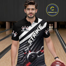 Load image into Gallery viewer, Custom Black And Red Strike Bowling Polo Shirts For Men, Bowling Team Uniform IPHW9627