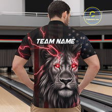 Load image into Gallery viewer, Custom Red Thunder Lightning Patriotic Lion Quarter-Zip Shirts For Men, US Flag Bowling Jerseys IPHW9319