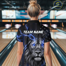 Load image into Gallery viewer, Custom Blue Thunder Lightning Patriotic Lion Women Quarter-Zip Shirt, US Bowling Jersey IPHW9320