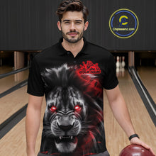 Load image into Gallery viewer, Custom Black And Red Lion Bowling Polo Team Shirts For Men, Lion Bowling Jerseys IPHW9328