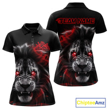 Load image into Gallery viewer, Custom Black And Red Lion Bowling Polo Team Shirts For Women, Lion Bowling Jerseys IPHW9328