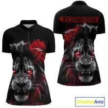 Load image into Gallery viewer, Custom Black And Red Lion Bowling Quarter-Zip Team Shirt For Women, Lion Bowling Jersey IPHW9328