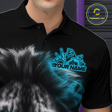 Load image into Gallery viewer, Custom Black And Blue Lion Bowling Polo Team Shirts For Men, Lion Bowling Jerseys IPHW9329