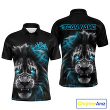Load image into Gallery viewer, Custom Black And Blue Lion Bowling Polo Team Shirts For Men, Lion Bowling Jerseys IPHW9329