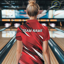 Load image into Gallery viewer, Custom Red Women Bowling Jerseys, Bowling Tournament Quarter-Zip Shirt Bowler Outfit IPHW11417