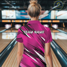 Load image into Gallery viewer, Custom Pink Women Bowling Jerseys, Bowling Tournament Quarter-Zip Shirt Bowler Outfit IPHW11419
