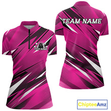 Load image into Gallery viewer, Custom Pink Women Bowling Jerseys, Bowling Tournament Quarter-Zip Shirt Bowler Outfit IPHW11419