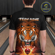 Load image into Gallery viewer, Custom Team Name Tiger Print Bowling Polo Shirts For Men, Bowling Team Tournament Outfit IPHW9092