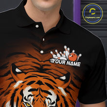 Load image into Gallery viewer, Custom Team Name Tiger Print Bowling Polo Shirts For Men, Bowling Team Tournament Outfit IPHW9092