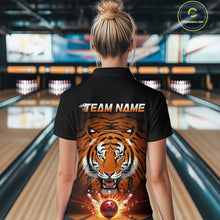 Load image into Gallery viewer, Custom Team Name Tiger Print Bowling Quarter-Zip Shirts For Women, Team Tournament Outfit IPHW9092