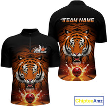 Load image into Gallery viewer, Custom Team Name Tiger Print Bowling Quarter-Zip Shirts For Men, Bowling Team Tournament Outfit IPHW9092