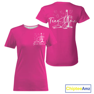 Custom Hot Pink Pickleball T-Shirts For Women, Pickleball And Wine Lovers Uniform IPHW9463