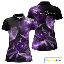 Load image into Gallery viewer, Custom Ethereal Purple Butterflies Bowling Team Women Polo Shirts, Ladies Bowling Outfit IPHW10239
