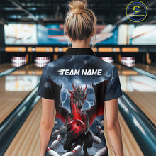 Load image into Gallery viewer, Custom Red Dragon Bowling Women Quarter-Zip Shirts, Dragon Bowling Team Tournament Outfit IPHW9106