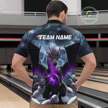 Load image into Gallery viewer, Custom Purple Dragon Bowling Men Quarter-Zip Shirts, Dragon Bowling Team Tournament Outfit IPHW9107