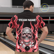Load image into Gallery viewer, Custom Red Fire Flame Skull Bowling Quarter-Zip Shirts For Men, Halloween Bowling Team Outfit IPHW9492
