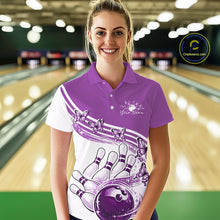 Load image into Gallery viewer, Custom Purple Butterfly Bowling Jerseys For Women, Ladies Bowling Polo Shirt IPHW11340