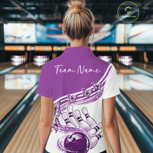 Load image into Gallery viewer, Custom Purple Butterfly Bowling Jerseys For Women, Ladies Bowling Polo Shirt IPHW11340