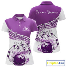 Load image into Gallery viewer, Custom Purple Butterfly Bowling Jerseys For Women, Ladies Bowling Polo Shirt IPHW11340