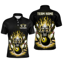 Load image into Gallery viewer, Personalized Unisex Skull Bowling Shirt Custom Team'S Name Flame Bowler Jerseys | Yellow IPHW6513