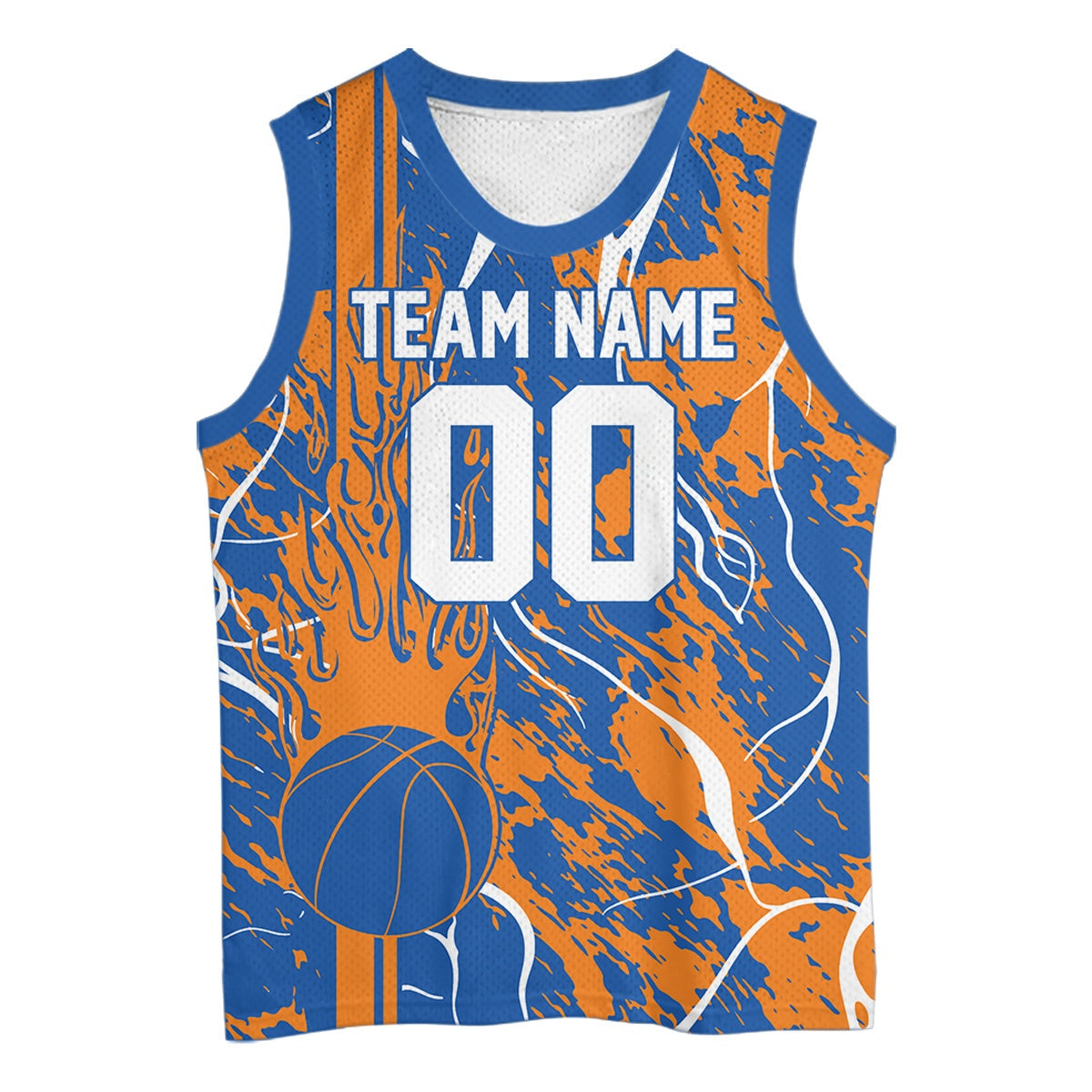 Custom Blue And Orange Flame Basketball Jerseys With Name And Number, Basketball Team Uniform IPHW10527