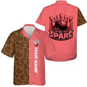 Personalized Multi-Color Retro Bowling Hawaiian Shirts "Living On A Spare" For Bowlers IPHW5918