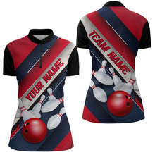 Load image into Gallery viewer, Red, White And Blue Striped Lines Custom Unisex Bowling Team Shirts, Patriotic Bowling Jerseys IPHW6672