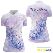 Load image into Gallery viewer, Custom Hologram Butterfly Bowling Women Quarter-Zip Shirts, Galaxy Ladies Bowling Jersey IPHW11363