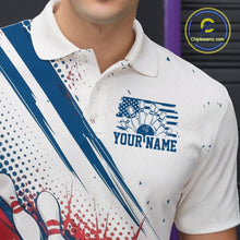 Load image into Gallery viewer, Custom Red, White And Blue Patriotic US Flag Bowling Polo Shirts For Men, Team Uniform IPHW9542
