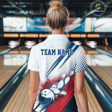 Load image into Gallery viewer, Custom Red, White And Blue Patriotic US Flag Bowling Women Quarter-Zip Team Shirt Uniform IPHW9542