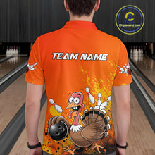 Load image into Gallery viewer, Custom Funny Turkey Bowling Thanksgiving Bowing Outfit Team Polo Shirts For Men IPHW9786