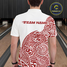 Load image into Gallery viewer, Custom Red And White Tribal Dragon Men Bowling Polo Shirt, Polynesian Bowling Shirt IPHW10341