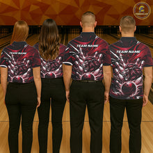 Load image into Gallery viewer, Custom Red Flame Bowling Ball Lion Bowling Jerseys, Lion Men Polo Bowling Shirt IPHW10351