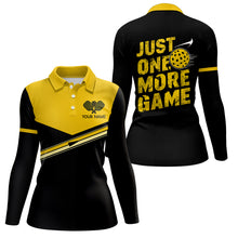 Load image into Gallery viewer, "Just One More Game" Custom Yellow Pickleball Polo Shirts For Men, Pickleball Uniform Apparel IPHW6722