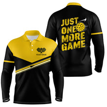 Load image into Gallery viewer, "Just One More Game" Custom Yellow Pickleball Polo Shirts For Men, Pickleball Uniform Apparel IPHW6722