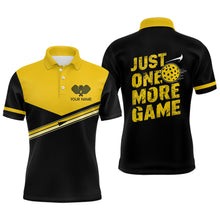Load image into Gallery viewer, "Just One More Game" Custom Yellow Pickleball Polo Shirts For Men, Pickleball Uniform Apparel IPHW6722