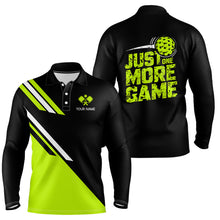 Load image into Gallery viewer, Custom Green Pickleball Jerseys Outdoor Pickleball Men Polo Shirts Sayings "Just One More Game" IPHW6723