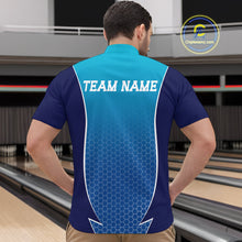 Load image into Gallery viewer, Custom Blue Bowling Team Quarter-Zip Shirts For Men, Blue Bowling Jerseys Team Uniform IPHW9429