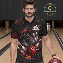 Load image into Gallery viewer, Custom Black And Red Dragon Bowling Jerseys, Dragon Bowling Team Men Polo Shirt IPHW10362