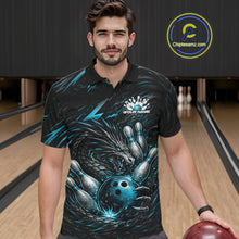 Load image into Gallery viewer, Custom Turquoise Blue Dragon Bowling Jerseys, Dragon Bowling Team Men Polo Shirt IPHW10363