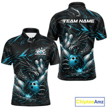 Load image into Gallery viewer, Custom Turquoise Blue Dragon Bowling Jerseys, Dragon Bowling Team Men Polo Shirt IPHW10363