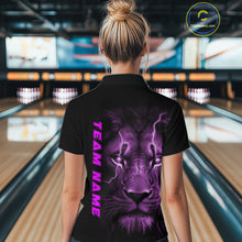 Load image into Gallery viewer, Custom Purple Thunder Lightning Lion Bowling Shirt For Women, Lion Bowling Team Jerseys IPHW10667